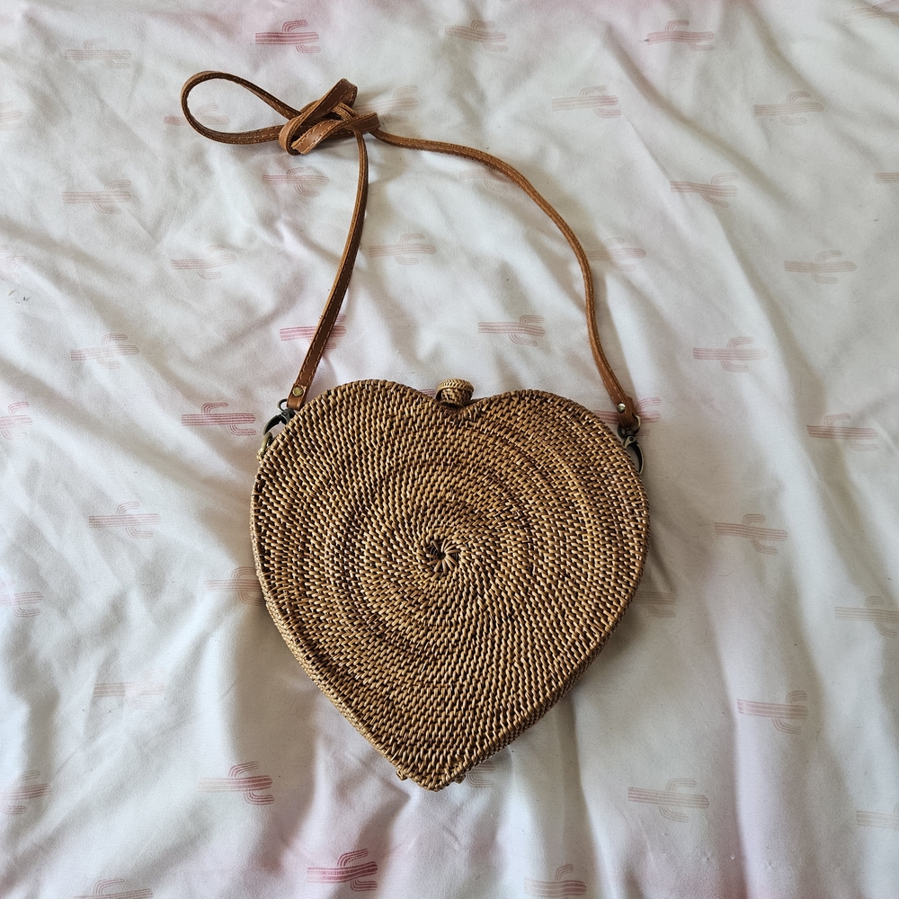 Anthropologie Heart-Shaped Woven Crossbody